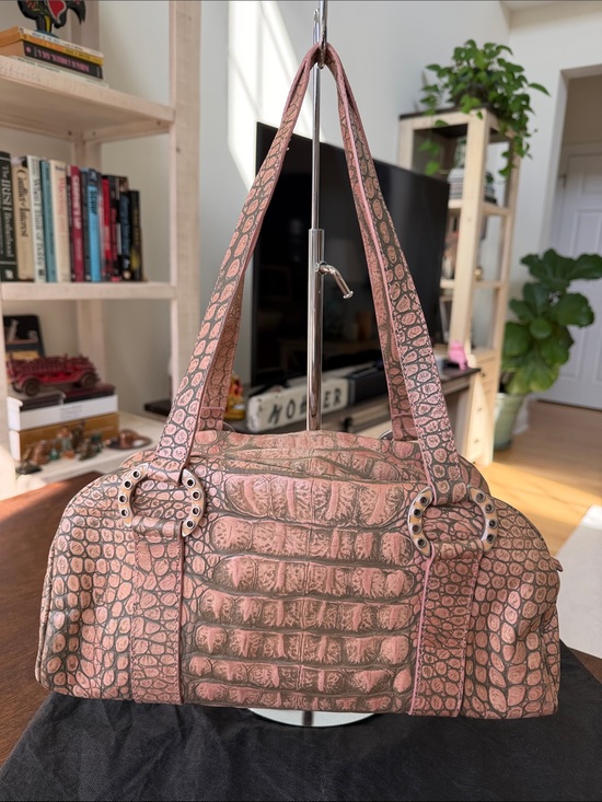 Donald J. Pliner Handbags - Donald J. Pliner Couture vintage croc embossed leather shoulder bag & dust bag